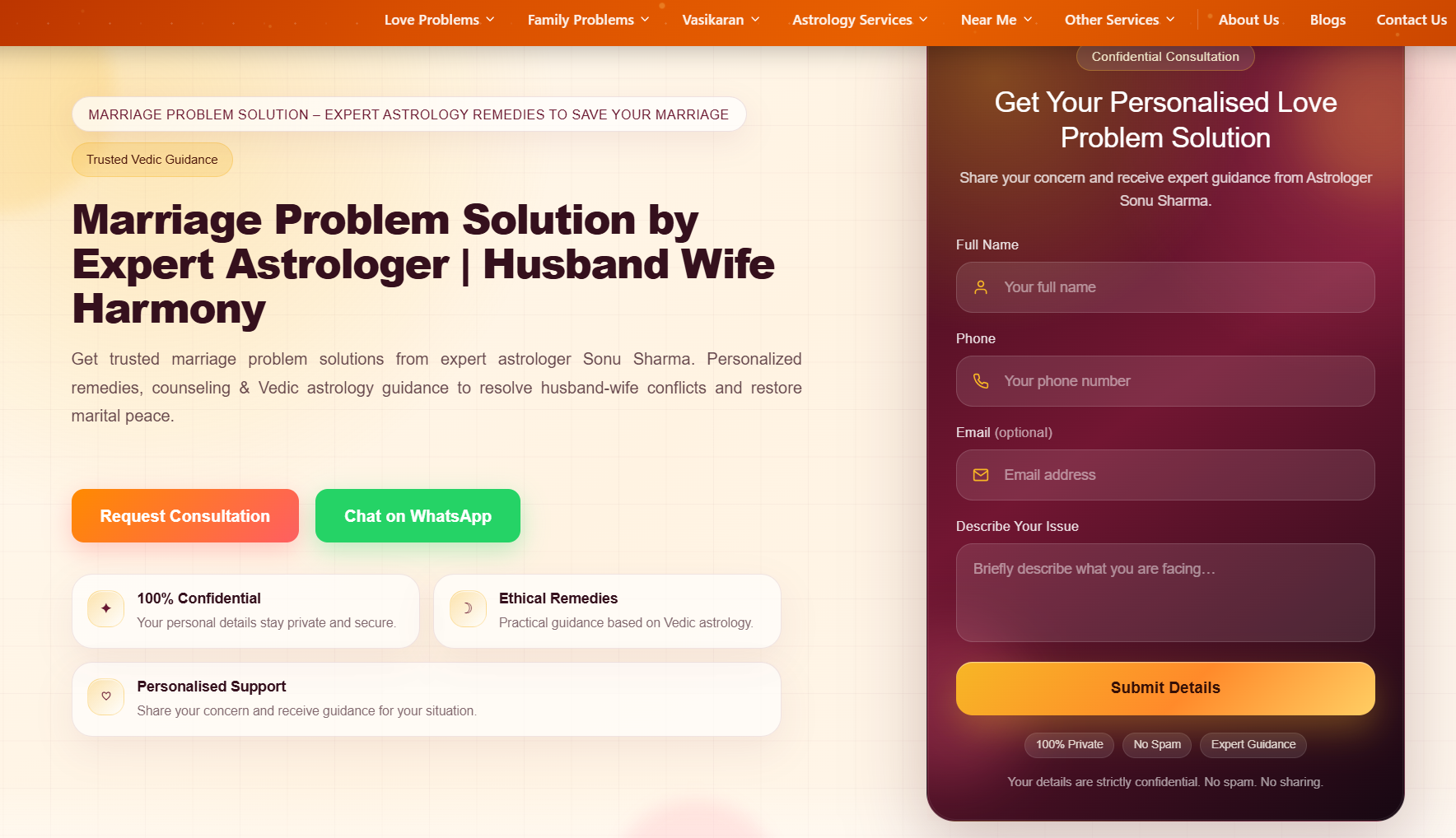 LoveAstroJyotish dashboard screenshot
